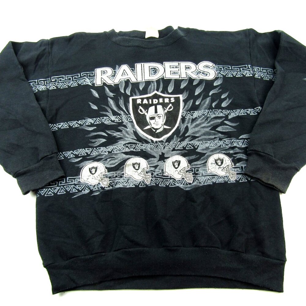 VTG Las Vegas Raiders Sweatshirt Oakland Raiders Mens XL Double-Sided NFL Logo
